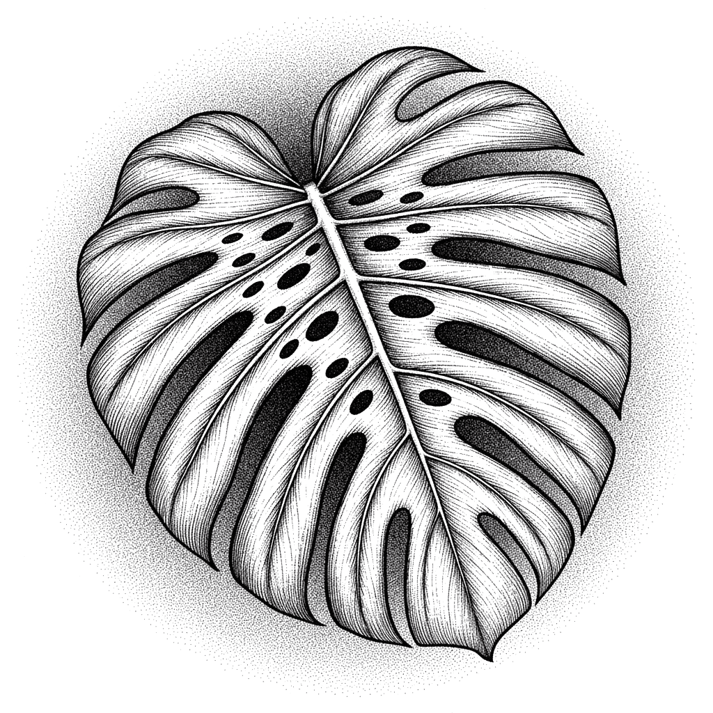 Polished Monstera leaf illustration